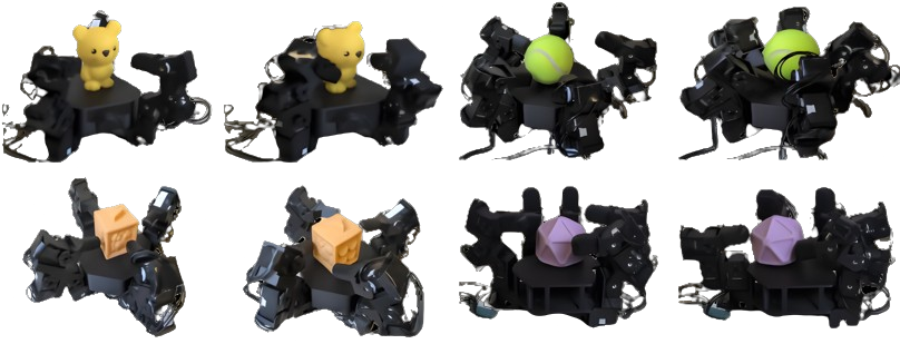 Built hand variants manipulating objects